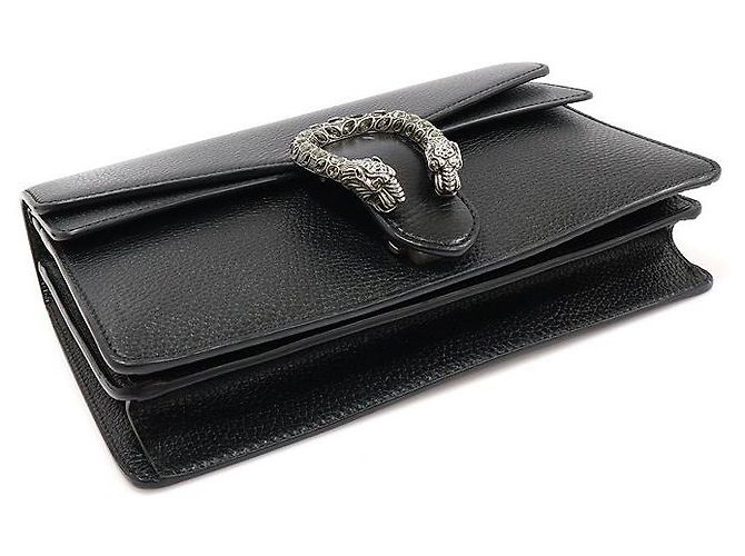 Gucci Borsa a spalla piccola in pelle nera con cristalli Dionysus Nero - vista 5