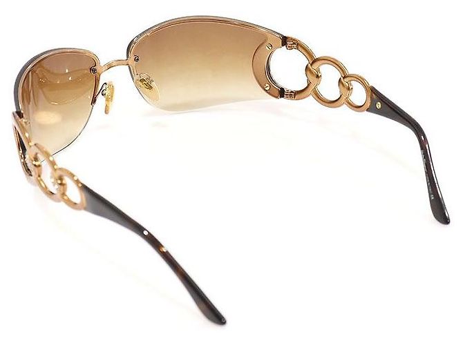 Salvatore Ferragamo Gafas de sol para mujer con cadena de cristal y montura dorada Dorado - vista 5