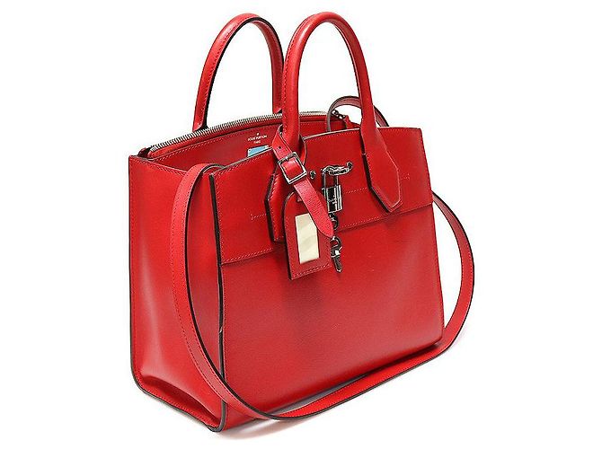 Louis Vuitton ROUGE Rosso Pelle di Vitello City Steamer PM - vista 3