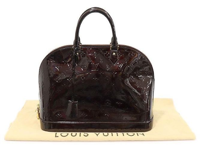 Louis Vuitton Borsa Tote Alma MM in Monogram Vernis Amarante Porpora - vista 2