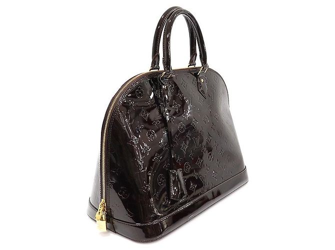Louis Vuitton Borsa Tote Alma MM in Monogram Vernis Amarante Porpora - vista 3