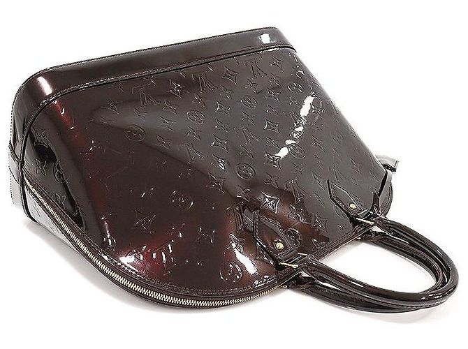 Louis Vuitton Borsa Tote Alma MM in Monogram Vernis Amarante Porpora - vista 4