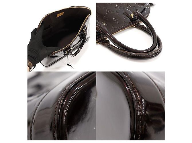 Louis Vuitton Borsa Tote Alma MM in Monogram Vernis Amarante Porpora - vista 6