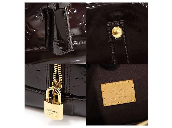 Louis Vuitton Borsa Tote Alma MM in Monogram Vernis Amarante Porpora - vista 7