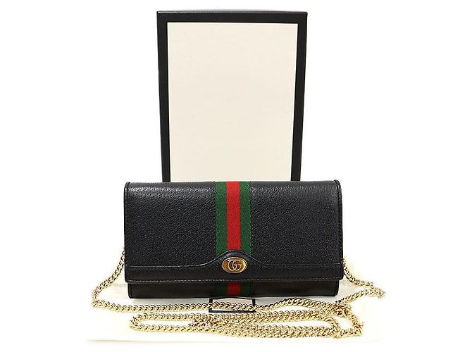 Gucci Borsa a tracolla Ophidia WOC in pelle nera con logo GG smaltato e catena Nero - vista 2