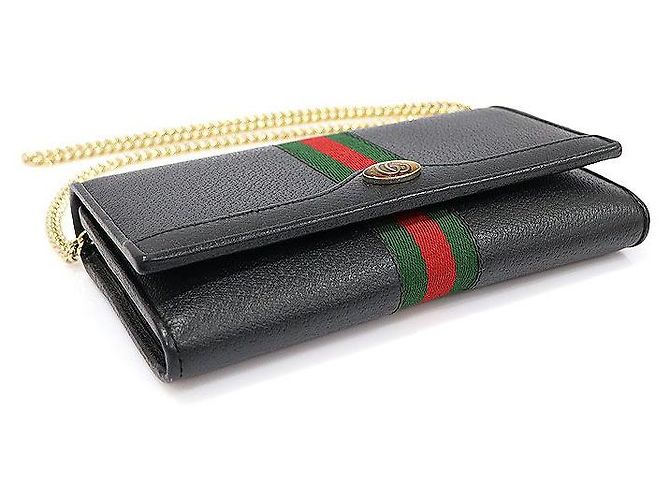 Gucci Borsa a tracolla Ophidia WOC in pelle nera con logo GG smaltato e catena Nero - vista 5