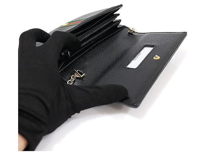 Gucci Borsa a tracolla Ophidia WOC in pelle nera con logo GG smaltato e catena Nero - vista 6
