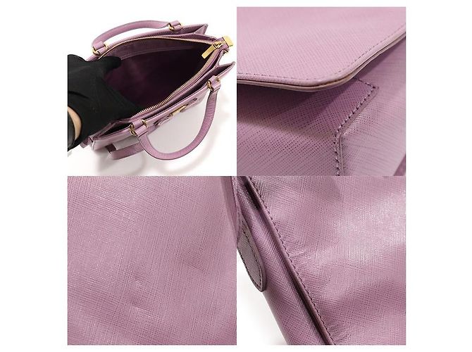 Salvatore Ferragamo Bolsa Tracy Saffiano Roxa com Laço e Barra Dourada Roxo - vista 5
