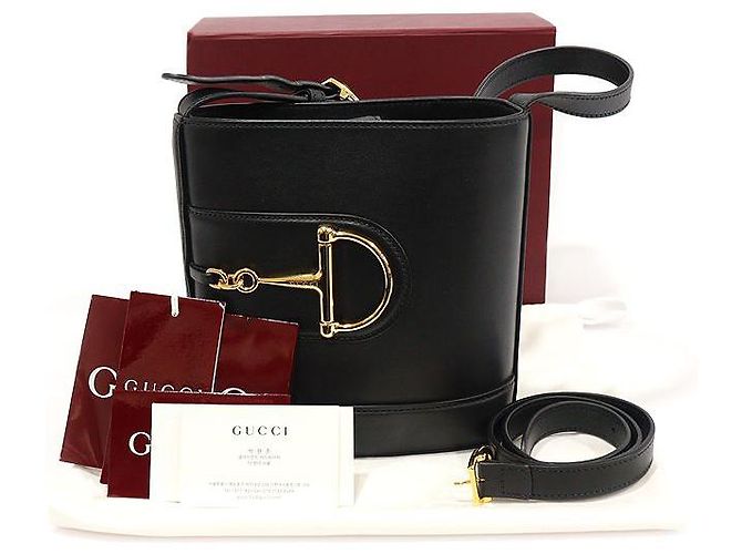 Gucci Borsa a spalla piccola in pelle nera maxi mezzo morso Nero - vista 2