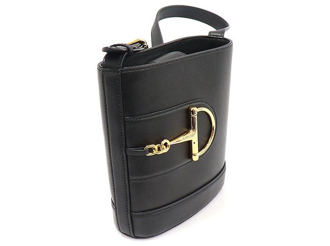 Gucci Borsa a spalla piccola in pelle nera maxi mezzo morso Nero - vista 3