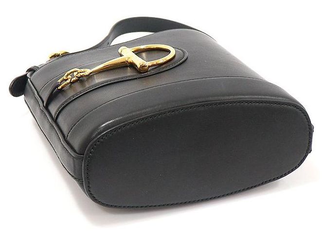 Gucci Borsa a spalla piccola in pelle nera maxi mezzo morso Nero - vista 5