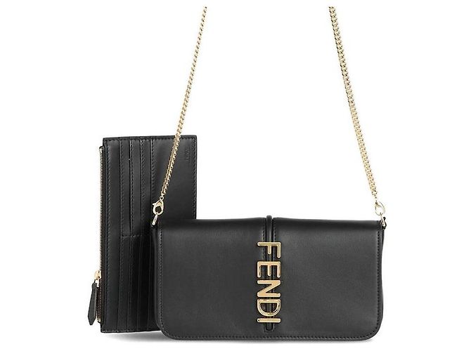Fendi Leder-Wallet mit Kette - Ansicht 4