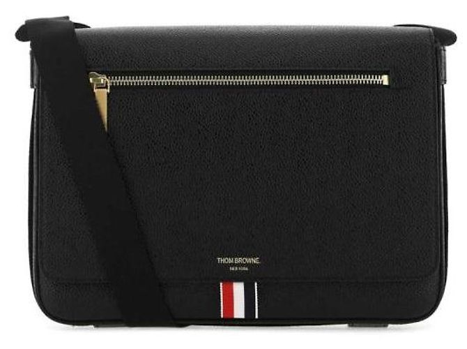 Thom Browne Borsa Reporter in Pelle Pebble Grain - vista 4