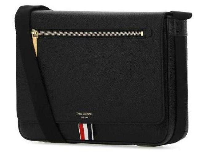 Thom Browne Borsa Reporter in Pelle Pebble Grain - vista 5