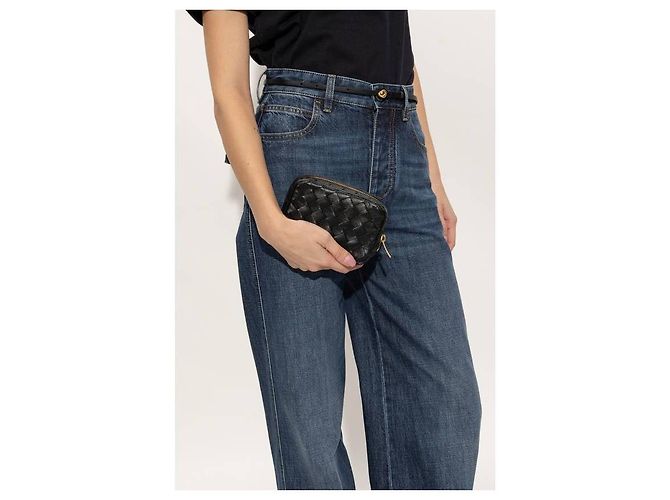 Bottega Veneta Pochette con zip Intrecciato Nero - vista 5