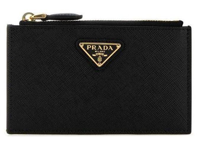 Prada Saffiano-Leder Reißverschluss-Kartenetui Schwarz - Ansicht 4
