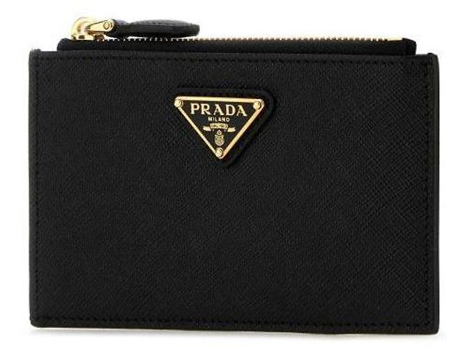 Prada Saffiano-Leder Reißverschluss-Kartenetui Schwarz - Ansicht 5