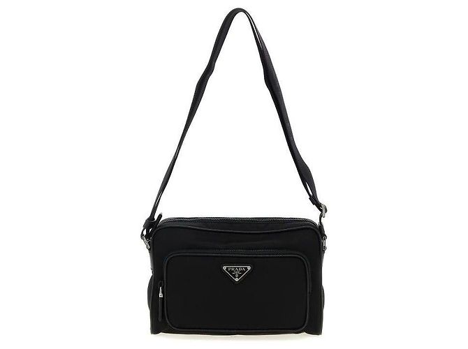 Prada Borsa a spalla media in nylon e pelle Saffiano VOOO - vista 4