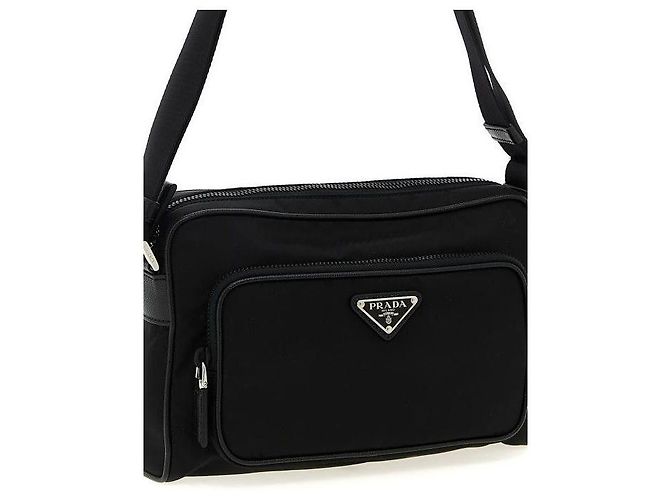 Prada Borsa a spalla media in nylon e pelle Saffiano VOOO - vista 6
