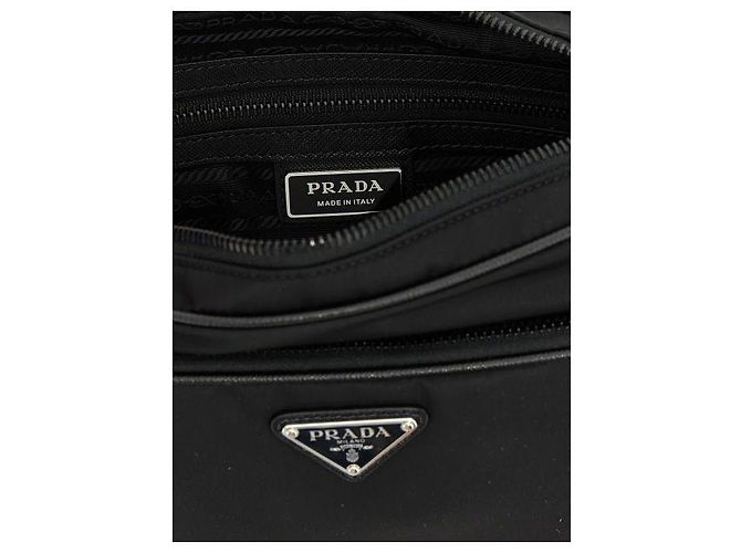 Prada Borsa a spalla media in nylon e pelle Saffiano VOOO - vista 7