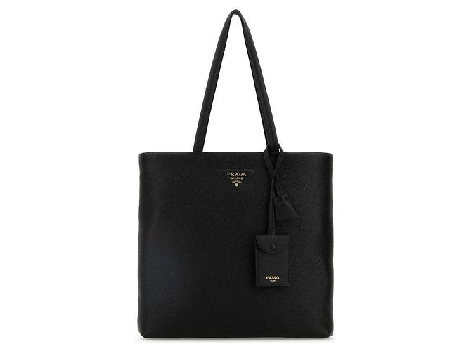 Prada Große Leder-Tote-Tasche Neuauflage Schwarz - Ansicht 4