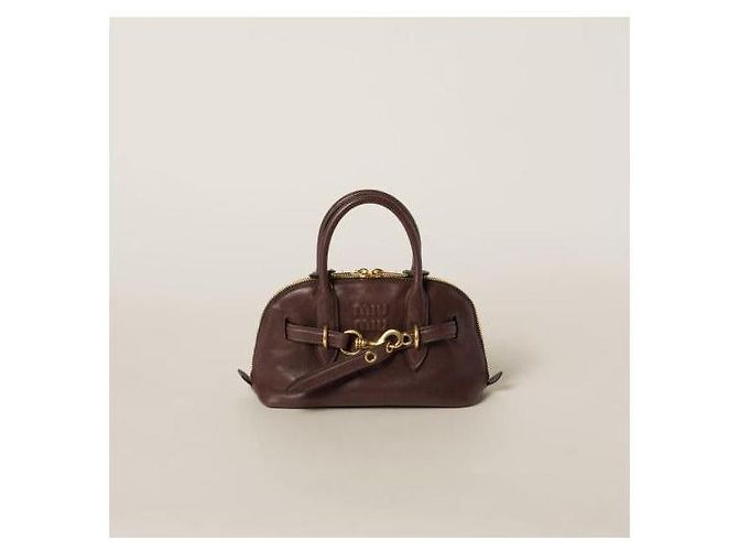 Miu Miu Piccola borsa in pelle Napa Marrone - vista 4