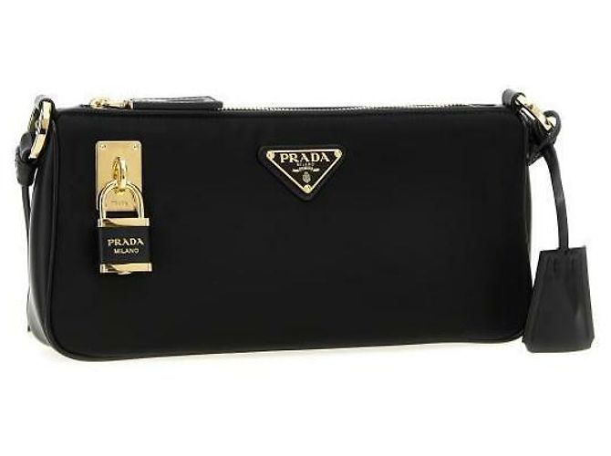 Prada Piccola borsa a spalla in nylon e pelle Nero - vista 4