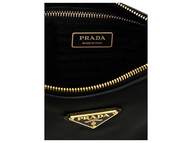Prada Piccola borsa a spalla in nylon e pelle Nero - vista 7