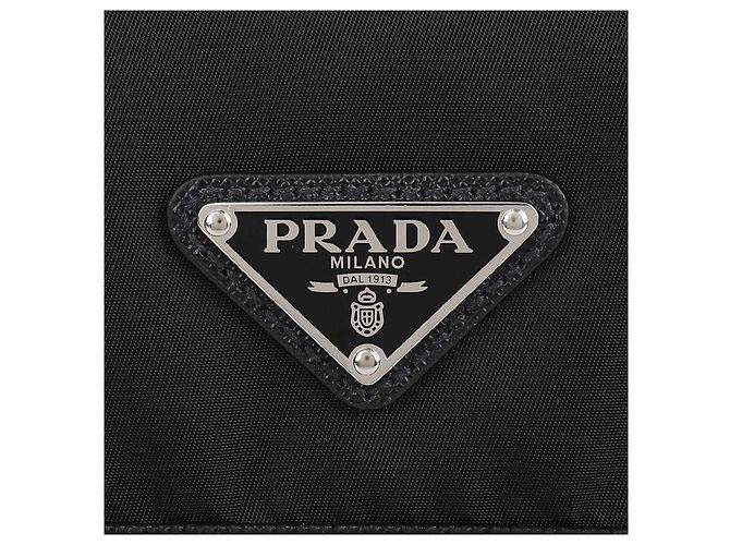 Prada Borsa a Spalla in Pelle Saffiano Re Nylon Nero - vista 10