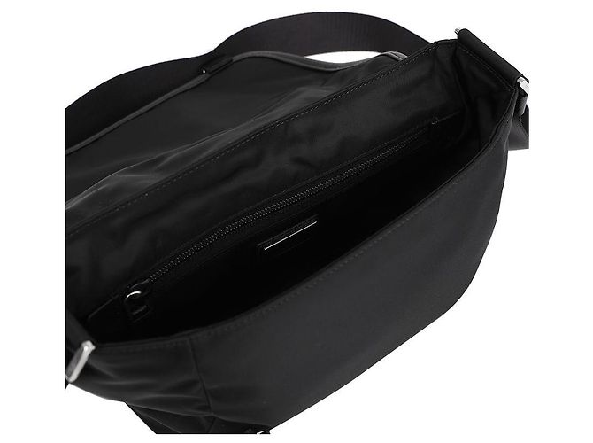 Prada Borsa a Spalla in Pelle Saffiano Re Nylon Nero - vista 9
