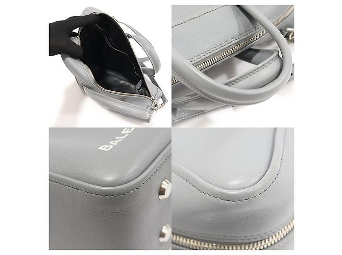 Balenciaga Duffle Triangular Pequeno em Couro de Bezerro Cinza Marrom - vista 6