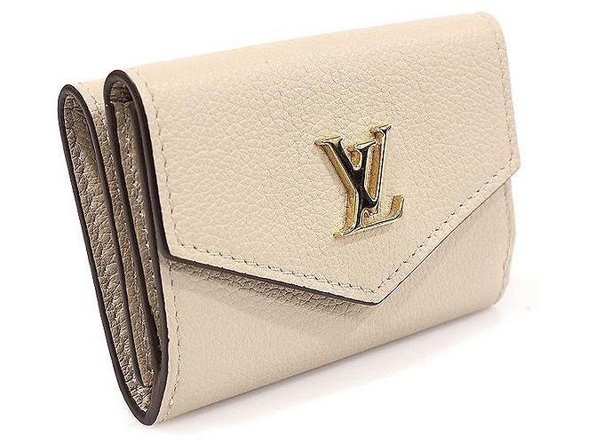 Louis Vuitton Cartera mini de piel de ternera beige greige con cierre dorado Castaño - vista 3
