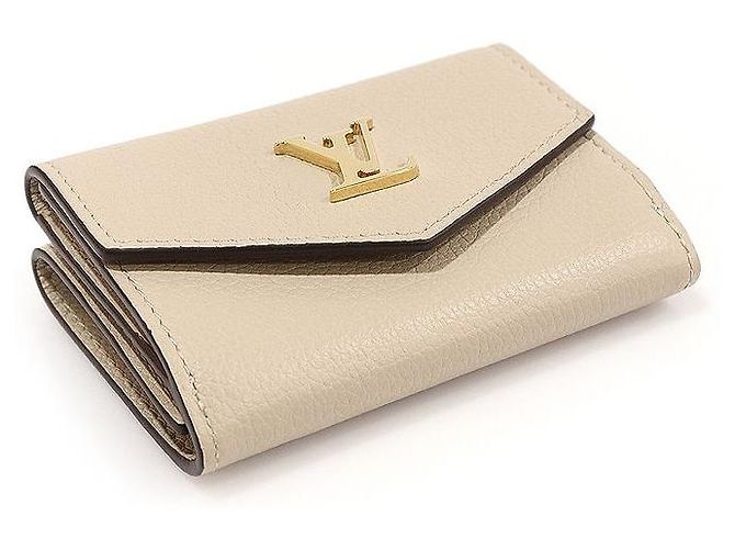 Louis Vuitton Cartera mini de piel de ternera beige greige con cierre dorado Castaño - vista 4