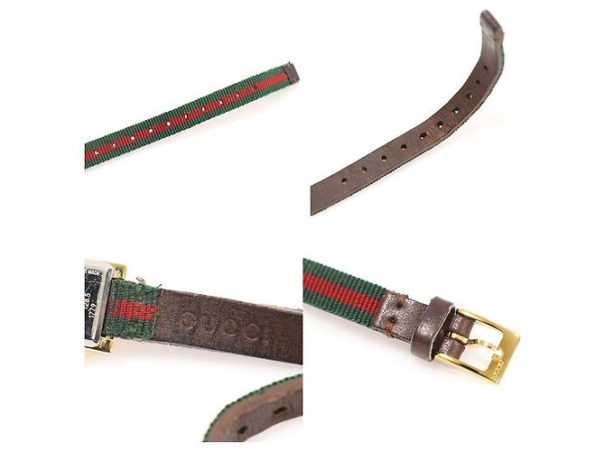 Gucci Relógio Feminino de Duas Pulseiras G-Frame WEB em Quartzo Dourado - vista 7
