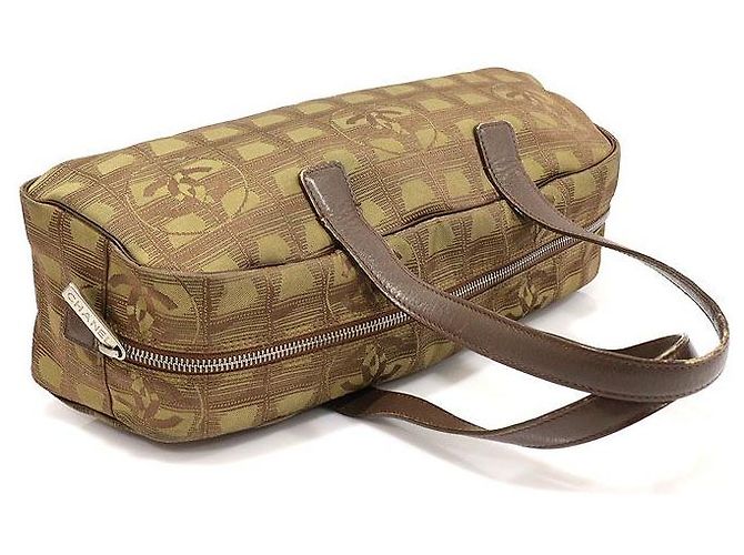 Chanel Borsa da viaggio Boston in tessuto marrone - vista 3