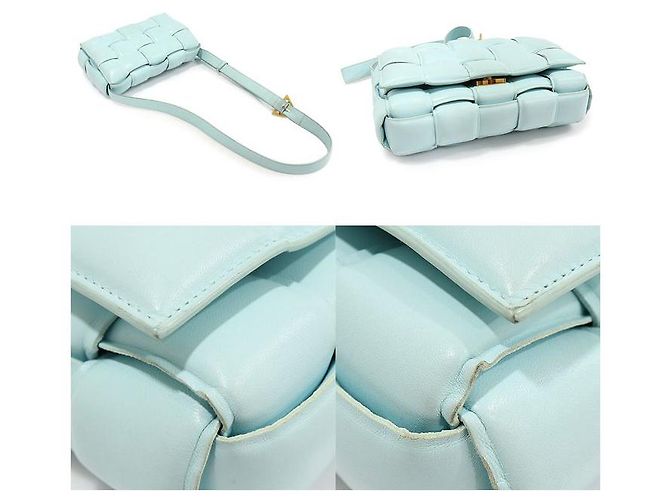 Bottega Veneta Bolsa transversal acolchoada em couro de cordeiro Intrecciato azul claro - vista 5