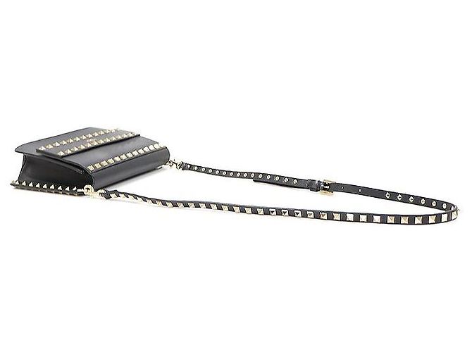 Valentino Clutch in pelle di vitello nera con borchie dorate Rockstud Nero - vista 4