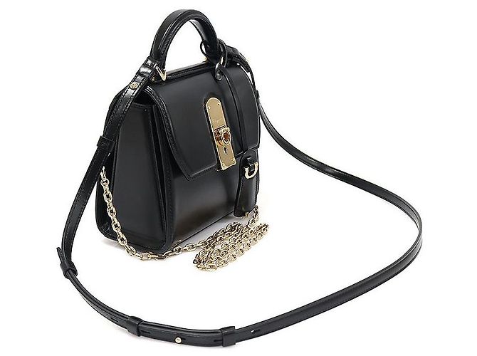 Salvatore Ferragamo Borsa boxy piccola in pelle di vitello nera Gancini Nero - vista 3