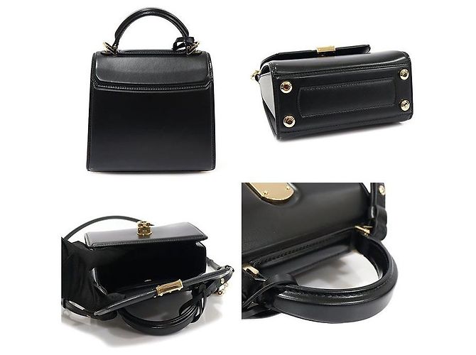 Salvatore Ferragamo Borsa boxy piccola in pelle di vitello nera Gancini Nero - vista 5