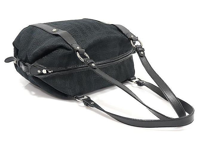 Salvatore Ferragamo Borsa a spalla in jacquard con motivo logo nero e tono argento - vista 3