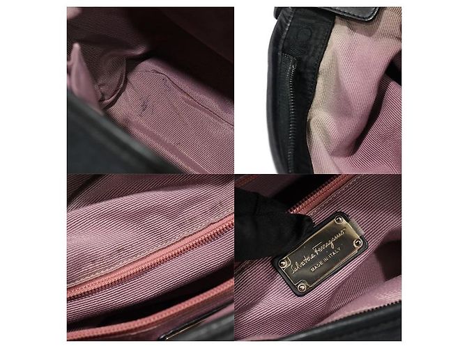 Salvatore Ferragamo Borsa a spalla in jacquard con motivo logo nero e tono argento - vista 7