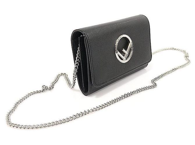 Fendi Borsa a spalla KAN in pelle di vitello nera Nero - vista 3