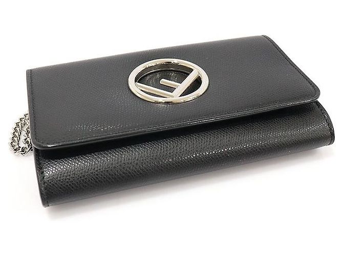 Fendi Borsa a spalla KAN in pelle di vitello nera Nero - vista 5