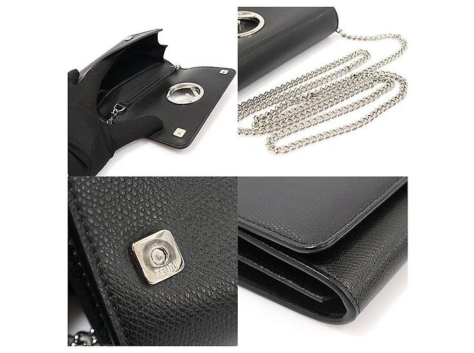 Fendi Borsa a spalla KAN in pelle di vitello nera Nero - vista 6