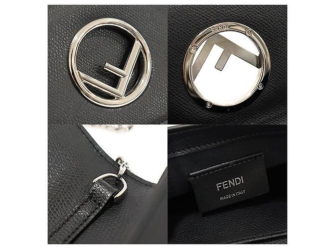Fendi Borsa a spalla KAN in pelle di vitello nera Nero - vista 7