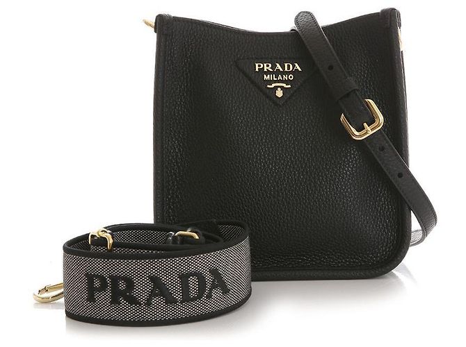 Prada Mini borsa a spalla in morbido cuoio vitello Nero - vista 2
