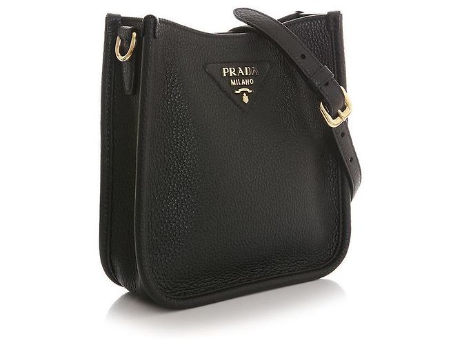 Prada Mini borsa a spalla in morbido cuoio vitello Nero - vista 3