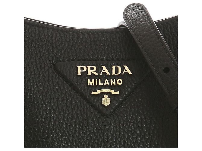 Prada Mini borsa a spalla in morbido cuoio vitello Nero - vista 8