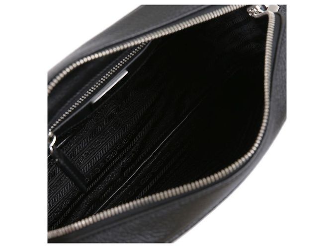 Prada Borsa a spalla quadrata in pelle nera stampata: Nero - vista 10