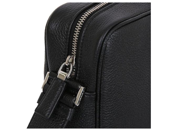 Prada Borsa a spalla quadrata in pelle nera stampata: Nero - vista 7